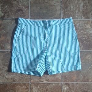 GUC Caribbean Joe Light Blue and White Striped Midi 98% Cotton Shorts Size 8
